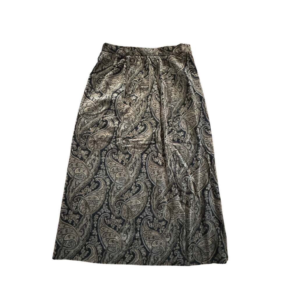 Vintage 70s Diane Rich California Paisley Velvet Midi Skirt